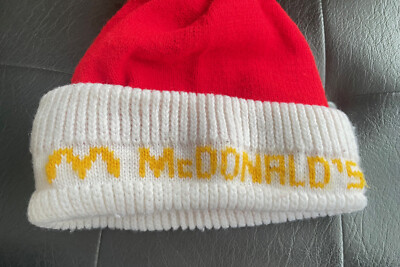 80s 90s マクドナルド ニットキャップ ビーニー レトロ　ポンポン付き マクドナルド ビッグマック オフィシャル ニットキャップ