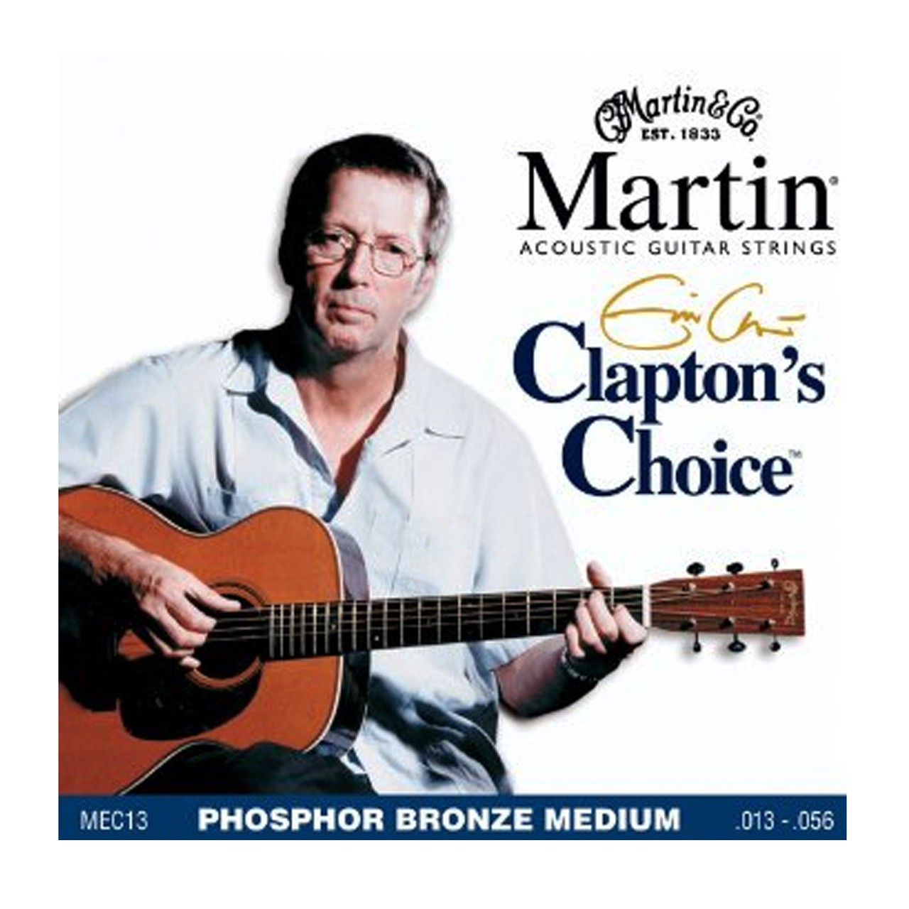 Акустические струны Martin MEC13 Claptons Choice из люминофорной бронзы среднего размера .013-.056