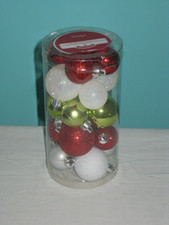 20 Mini Shatterproof Ornaments Red Green White Christmas Holiday NEW