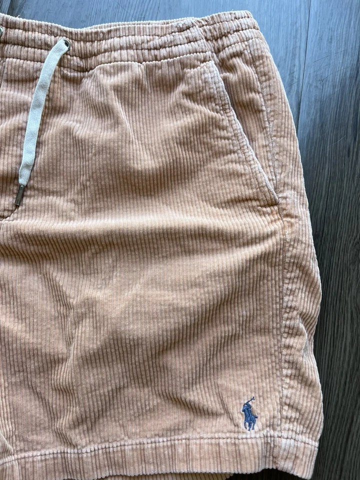 Pantalones Cortos Polo Ralph Lauren Pana Algodón Tostado Cordón Para Hombres Grande Salón Preppy Foto 3 de 4