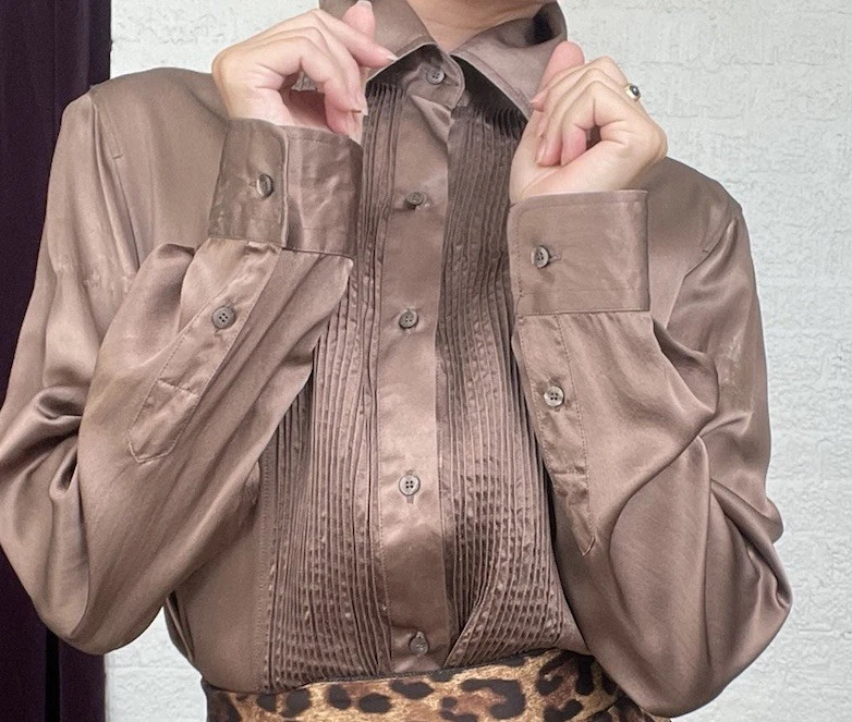 Blusa Just Cavalli Seda Marrón Desnudo Claro Talla M Foto 2 de 4