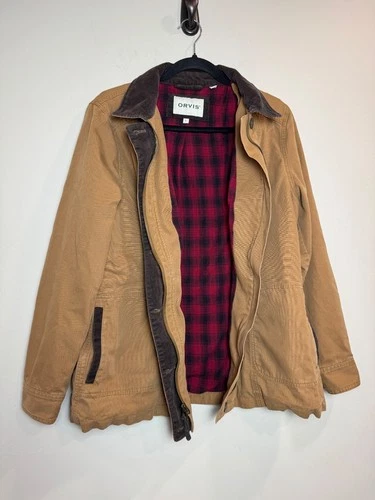 ORVIS Flannel Lined Saddle Brown Corduroy Trim Barn Jacket LARGE WORKWEAR image 5