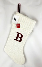 NEW Wondershop Target Knit Monogram B White  Red Christmas Stocking 20"  BWR 
