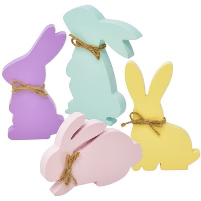 Gift Boutique Easter Wooden Bunny Decor Set of 4   Pastel Blue,Pink,Purple 