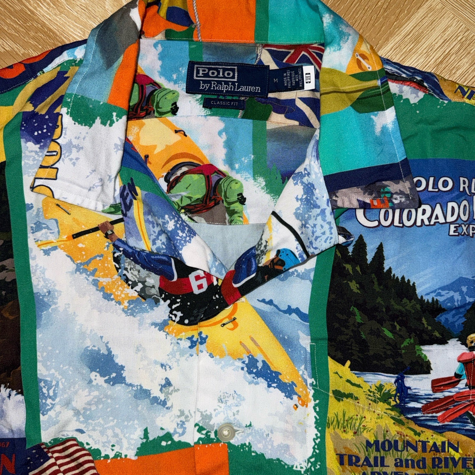 Polo Ralph Lauren Kayak Patchwork Print Camp Short Sleeve Button Shirt Rare M image 4