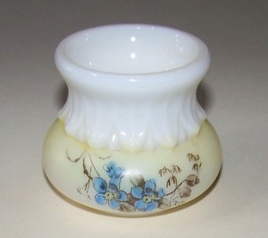Antique White Glass Toothpick Holder - Floral Hand Painted