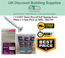 10 X GTEC Siniat Drywall Self Tapping Screw 50mm x 3.5mm (Pack of 1000)  4041709