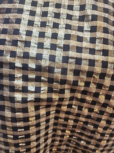 Camicetta J Crew manica a sbuffo top donna grande nero metallizzato oro lurex gingham - Foto 2 di 6