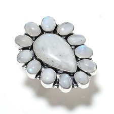Rainbow Moonstone Gemstone 925 Sterling Silver Gift Jewelry Ring Size 8 a034