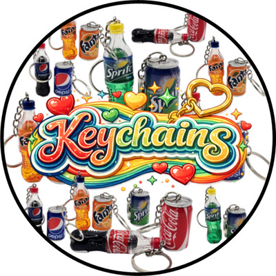 Coca-Cola Sprite Fanta Pepsi Keychains Miniature Keychains Two Pieces Included