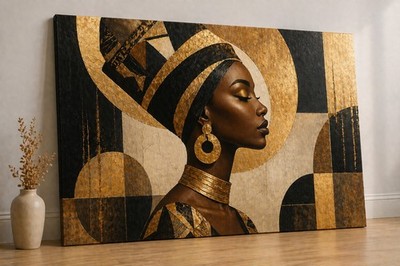 ICE ARMOR Large Canvas 24x36'' African Queen Black and Golden Color