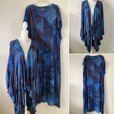 ANA MORI Batik 2-Piece Set Dropped Waist Oversized Cocoon Jacket Artsy S M L XL