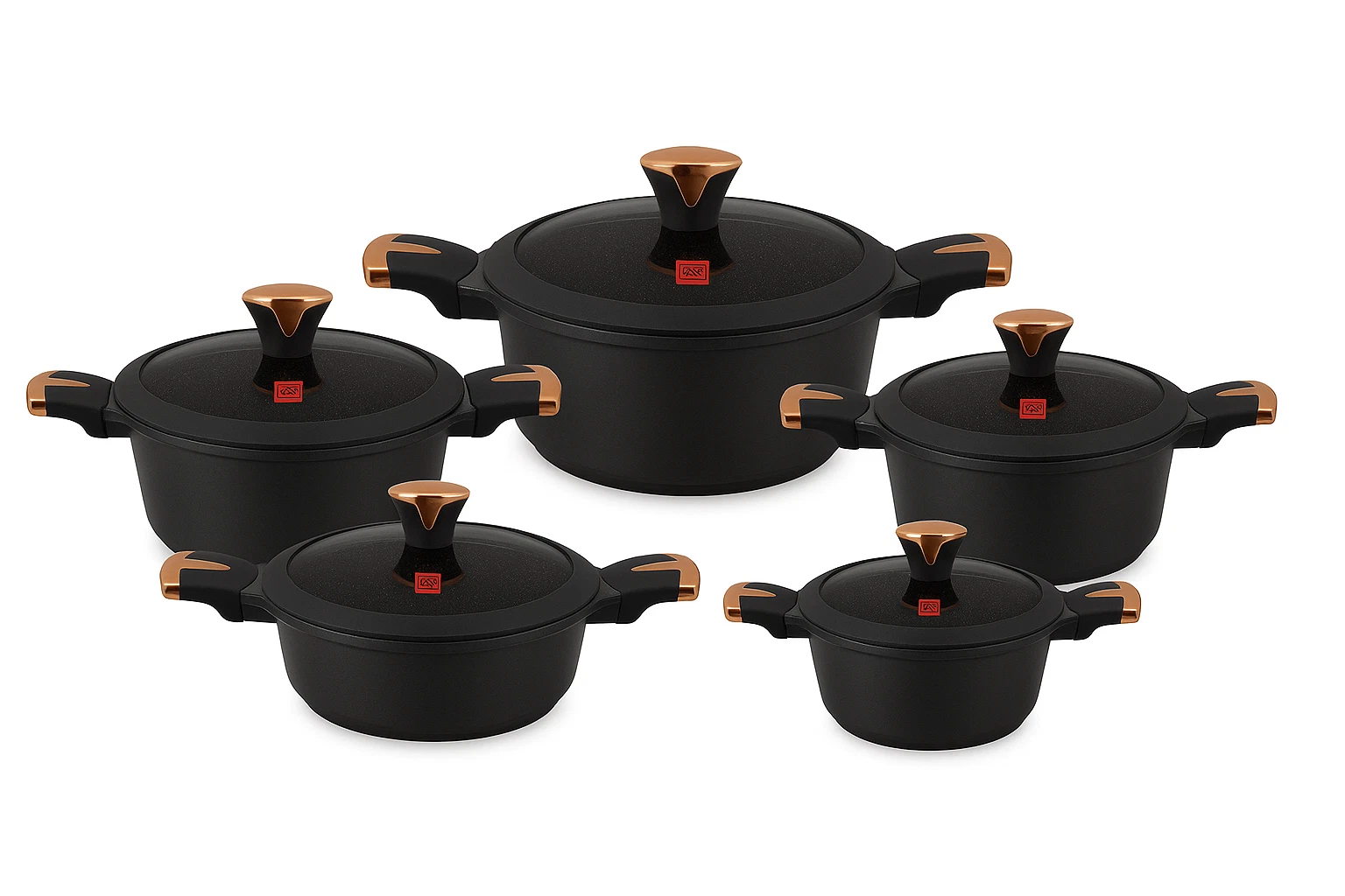 10 PCS Kitchen Cookware Set Non-Stick UCC LIFE Cooking Pots with Glass Lids