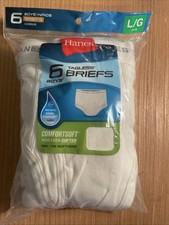 Hanes Boys Tagless Comfort Soft Briefs L/G Large 14-16 White 6 Pack NEW