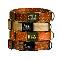 Personalized Dog Collar Fall Autumn Pattern Engraved Metal Buckle OG-241 