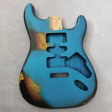 relic finished electric st guitar body only ash body blue color 57mm pocket