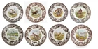 Spode woodland set of 8 X dinner plates- 8  designs inc wild boar -----3735-----