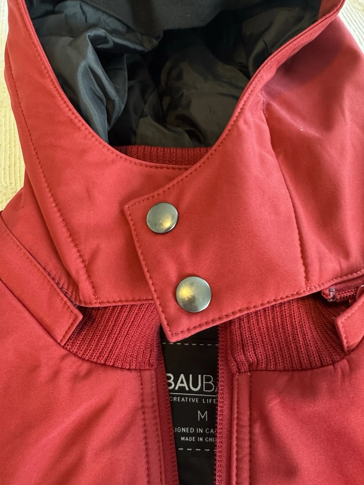 NWT Baubax Men’s Water Resistant Bomber Jacket in Red With A Hood sz M NEW image 11