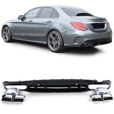 Sport Heckdiffusor mit Chrom Endrohren für Mercedes C Klasse W205 S205 2018-2021 Sport Heckdiffusor mit Chrom Endrohren für Mercedes C Klasse W205 S205 2018-2021