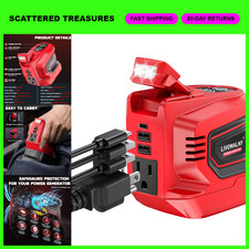 220-250W Power Inverter for Milwaukee 18V Battery - Portable AC 110V, USB  LED