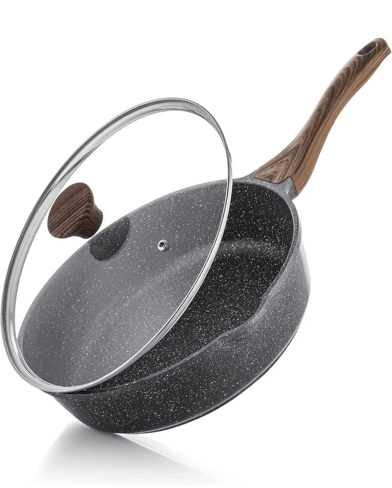 SENSARTE 26cm Nonstick Saute Pan with Lid, Induction Compatible Deep Frying Pan
