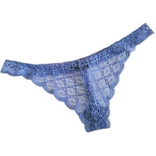 KIKI DE MONTPARNASSE thong crochet lace macrame g string panties periwinkle NEW
