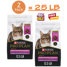 25 LB/ 2 PCS -Purina Pro Plan Focus Adult Dry Cat Food - Prebiotics & Probiotics 3.00 per pound