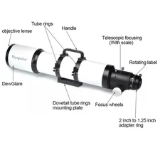 90mm Aperture 500mm FL Guide Scope w/ 2" Focuser for Astrophotography  OTA