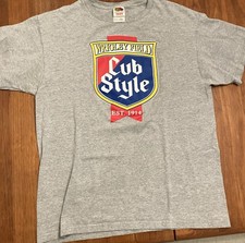 Vintage Chicago Cubs Wrigley Field Cub Style Gray Harry Caray figure TShirt Sz L