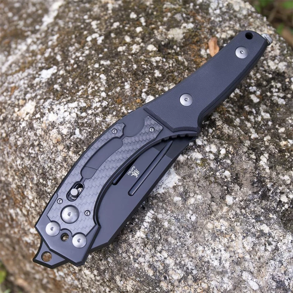 Hacha táctica japonesa plegable de bolsillo para camping, hacha táctica plegable con bloqueo de eje... Foto 2 de 4