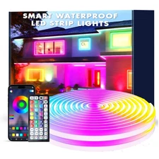 LED Neon Light Cord With Remote Control Flexible 60 Ft IP67 Waterproof Music ...