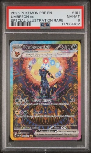 2025 POKEMON PRISMATIC EVOLUTIONS SPECIAL ILLUSTRATION RARE UMBREON EX PSA 8