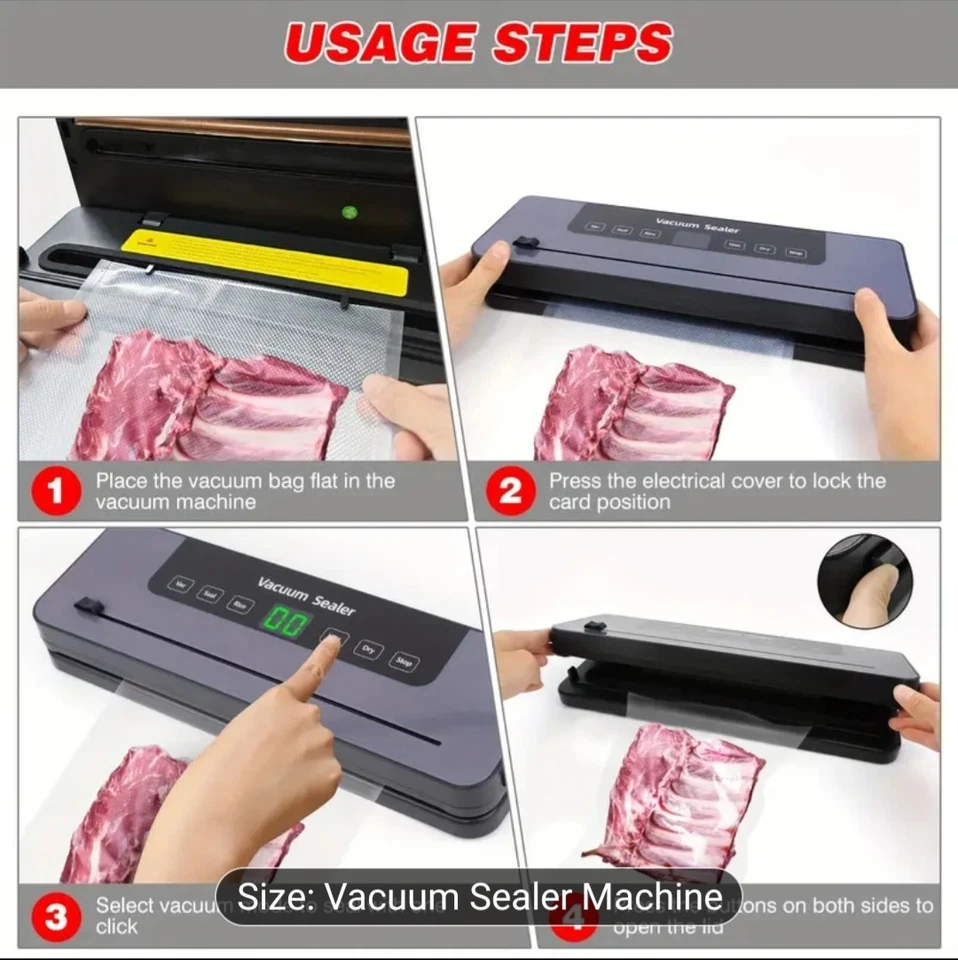 Commercial Vacuum Sealer Seals  Food Saver System for Meals with 10 Sealing Bag - Photo 4/4