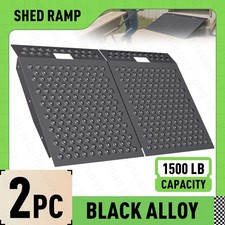 Black Shed Ramp for Riding Mower Anti-Slip Punch Plate Ramp for ATV Motorcycles