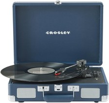 Crosley Cruiser Plus Bluetooth in/Out Suitcase Turntable with Speakers, Ink Blue
