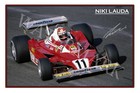 NIki Lauda signed 12x18 inch photograph poster- '75 '77 & 1984 F1 World Champion