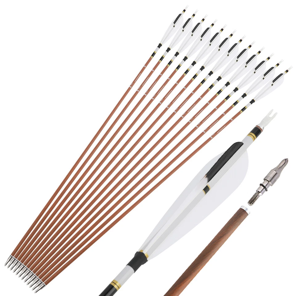 31" Pure Carbon Arrows 5" Feather SP340 400 500 600 Shaft Bow Hunting Target - Image 4 of 4