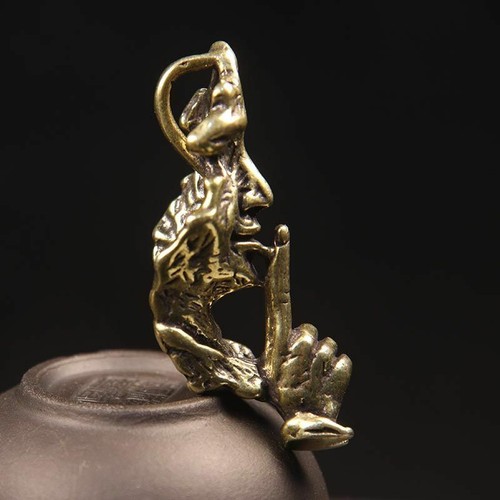 Pure Copper Stopper Car Keychain Pendant Brass Vintage Pendant Small Gift - Picture 2 of 5