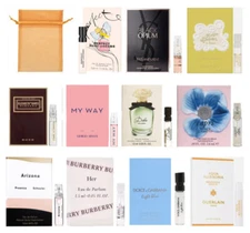 11 Women's Perfume Sample Vials gift set Organza Bag Travel Size New in Cards