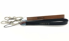 Personalized leather wristlets Key Chain Key fob Black, Brown 