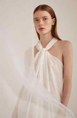 Vince Twist Front Halter Dress, M / Optic White Vince Twist Front Halter Dress, M / Optic White