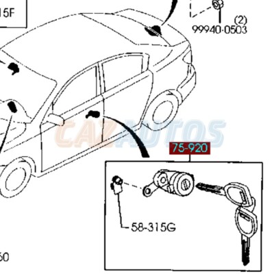 FRONT LEFT DRIVER SIDE DOOR LOCK CYLINDER FEY176220 FOR MAZDA 3