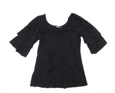 Yoins Damen-Bluse schwarz Viskose Basic Größe 8 Schaufelausschnitt