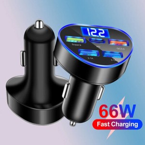 4 USB 5V-15A QC3.0 3.1A Fast Car Charger Cigarette Lighter Socket Power Adapter
