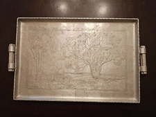 Arthur Armour Church In The Wildwood Hammered Aluminum Serving Tray W/ Handles