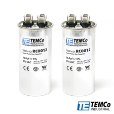 TEMCo 35 uf/MFD 370 VAC volts Round Run Capacitor 50/60 Hz -Lot-2