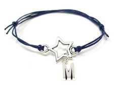 Personalised Initial Letters Tibetan Star Charm Cord Friendship Wish Bracelet 