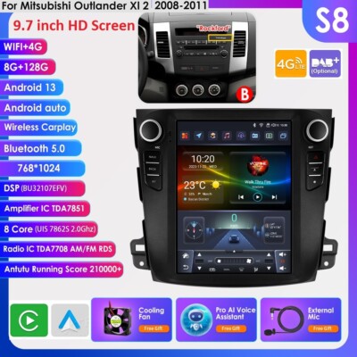 128GB 9,7'' Android 12 Für Mitsubishi Outlander 2008-11 GPS Autoradio Carplay DSP