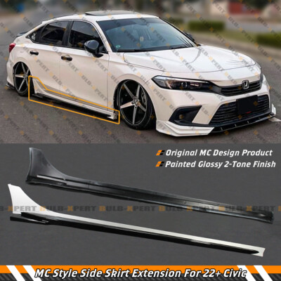 #ad For 2022 2026 Honda Civic MC FE180 Pearl White Black 2 Tone Side Skirt Extension $115.99