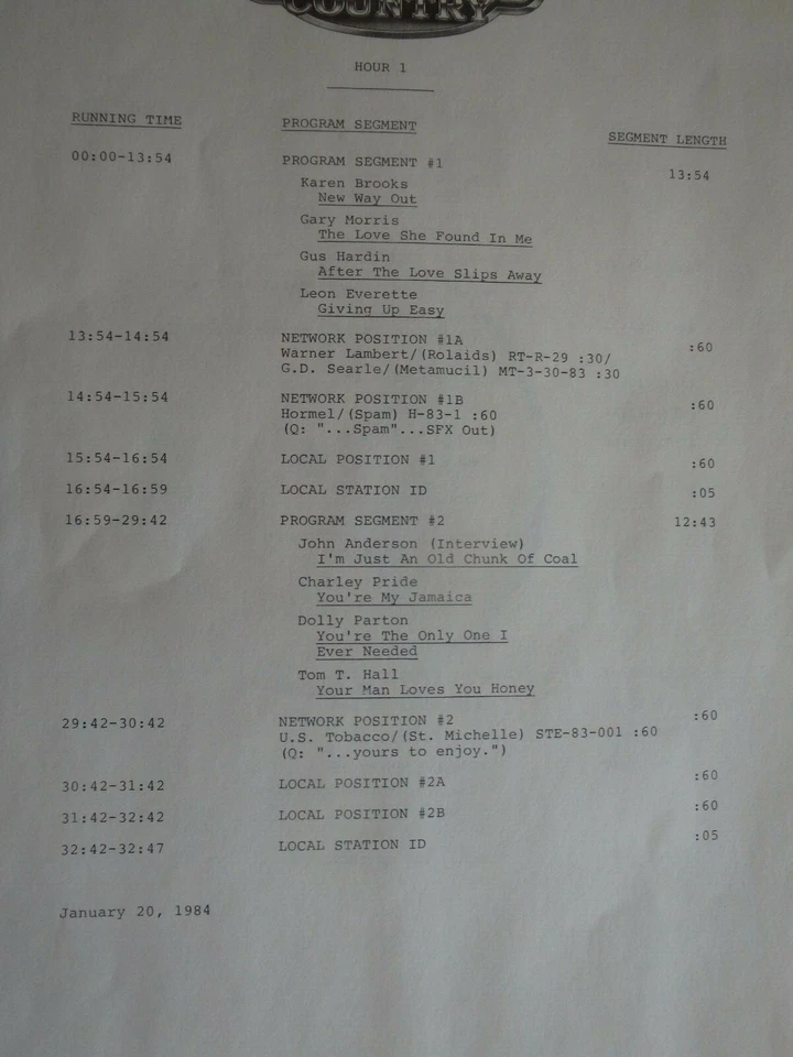 Solid Gold Country January 20 1984 country music radio show 3 LP set. Near Mint - Image 2 of 4